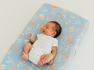 peach print changing pad cover