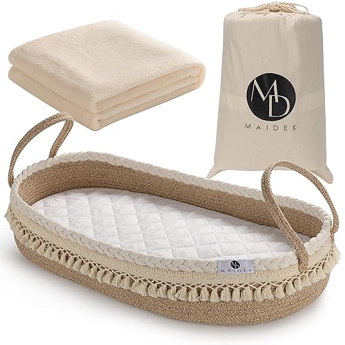Moses Baskets for Newborn - Baby Changing Basket with Stylish Design | Moses Basket, Baby Basket Includes Baby Changing Pad, Removable Cover and Soft Blanket - Jamouz