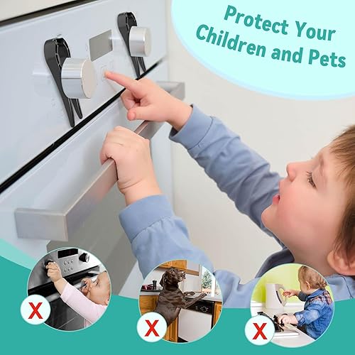 Gas Stove Knob Locks Protecting Kids and Pets; Oven Knob Covers for Child Safety (5 Pack,Black) - Jamouz