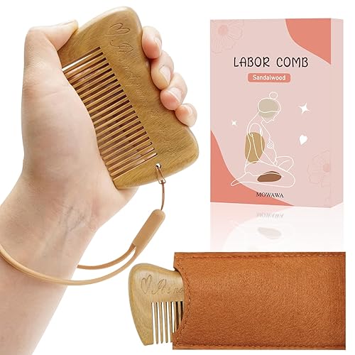 Sandalwood Birthing Comb For Labor Pain Relief & Delivery - Labour Gifts with Birth Affirmation For Women- Wood Comb For Pregnancy Contraction - Jamouz