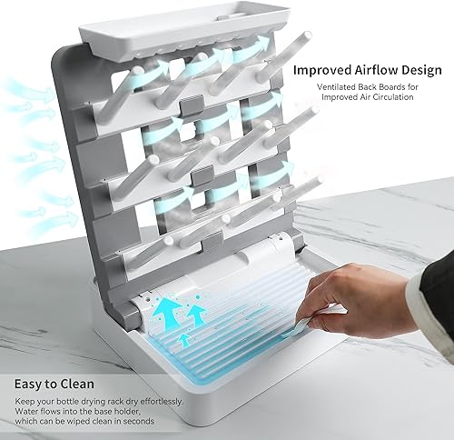 Baby Bottle Drying Rack, Vertical Standing Bottle Dryer Rack Holder-Space Saving Baby Bottle Drying Rack for Countertop-Holds Up to 12 Baby Bottles & Cup - Jamouz