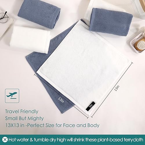 Wash Cloths 6 Pack, Reusable Makeup Remover Towel, 13x13 inch Large Washcloths for Face and Body, Super Soft and Skin Friendly Face Towel on Sensitive Skin, Easy to Rinse Grey Facial Cleaning Cloths - Jamouz
