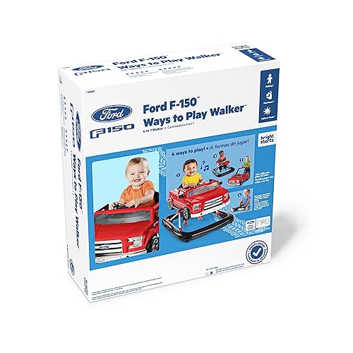 Bright Starts Ford F-150 4-in-1 Agate Black Baby Activity Center & Push Walker with Removable Interactive Steering Wheel-Toy, 6 Months and up - Jamouz