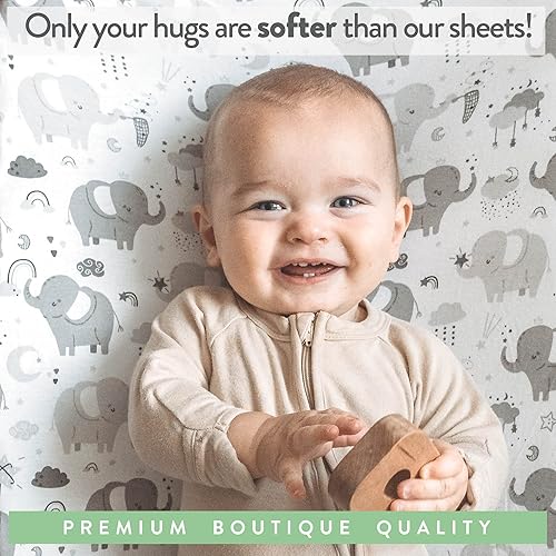 Pack and Play Sheets Fitted – Compatible with Graco Pack n Play Playard Crib and Other 27 x 39 Inch Playpen Mattress – Snuggly Soft 100% Jersey Cotton – Farm Animals – 2 Pack - Jamouz