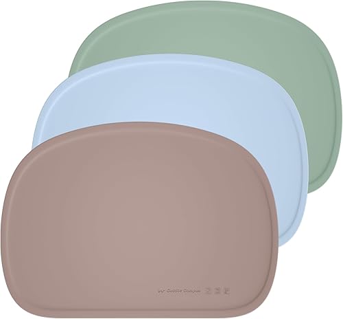 Cuddle Campus Set of 3 Silicone Placemats with Raised Edges for Kids,Toddlers,Babies, Non-Slip Dinning Table Mat, Baby Eating Mat, Food Mat - Jamouz