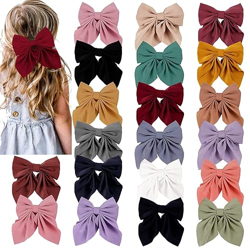 20PCS Satin Ribbon Bows and Large Alligator Clips - Barrettes and Hair Accessories for Toddlers, Kids, and Teens - Jamouz