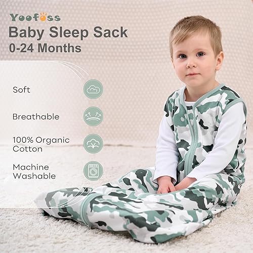 Yoofoss Baby Sleep Sack 6-12 Months Wearable Blanket for Babies 100% Cotton 2-Way Zipper TOG 0.5 Toddler Sleeping Sack 3 Pack, Soft Lightweight Sleep Sacks - Jamouz