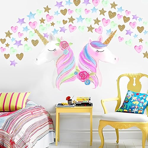 Unicorn Wall Decal,Large Size Unicorn Wall Sticker Decor for Gilrs Kids Bedroom Birthday Party - Jamouz