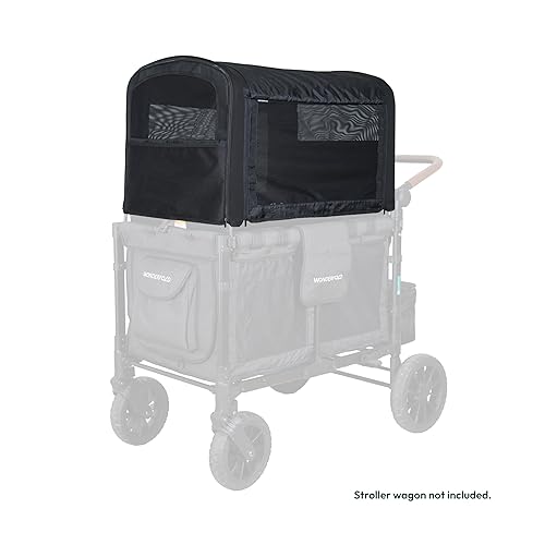 WONDERFOLD Flex Canopy for Stroller Wagon - Wagon Canopy with Removable Front/Back, Mesh Sides, Adjustable Side Panels & Convenient Storage Pockets, W4 Elite/Luxe - Jamouz