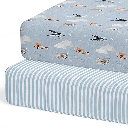 Baby Changing Pad Cover 2-Pack for Girls (Fleurette) - Premium Fitted Sheets Baby Diaper Changing Table Cover - Buttery Soft Cotton Blend - Jamouz