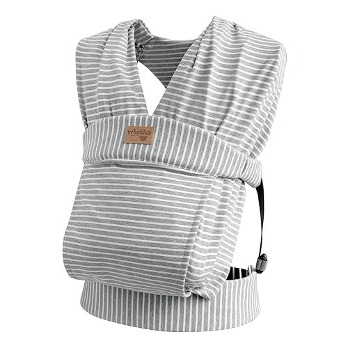 Baby Wraps Carrier Newborn to Toddler, Kangaroo Baby Easy Wearing Wrap, Adjustable Soft Baby Holder Front Chest Sling Carriers Perfect Baby Infant Essentials Gifts (Striped Grey, Cotton) - Jamouz