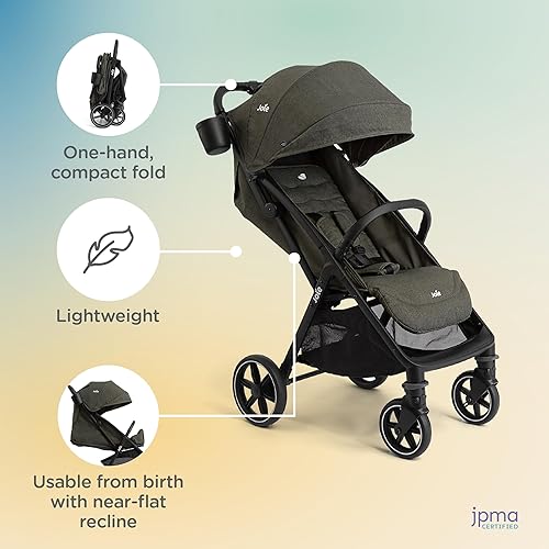 Joie Nutmeg Compact Travel Stroller – Lightweight, with One-Hand Fold, Multi-Position Recline – Newborn to Toddler Travel-Friendly Design (Shale) - Jamouz