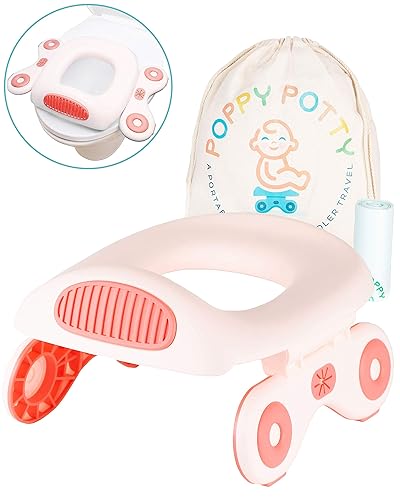 Logie & Gray Pink Travel Potty Seat for Toddler – Lightweight & Strong 110lbs Capacity with 20 Liners, US BPI & Europe OK Compost Certified – Portable Potty Seat for Toddler Travel Potty for Car - Jamouz
