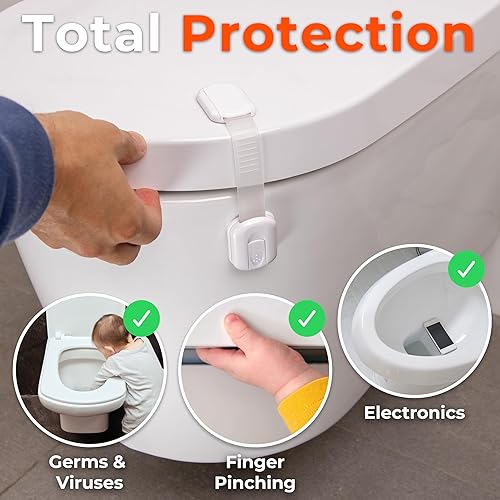2-Pack Toilet Locks Baby Proof - Toilet Seat Locks for Toddlers with Adhesive - Toilet Latches Child Safety - No Tools Required - Jamouz