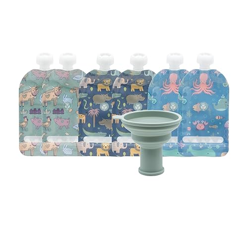 WeeSprout Double Zipper Reusable Food Pouches (5 Fl Oz, Blue) - Jamouz