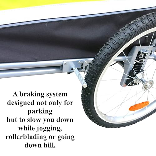 Booyah Strollers Double Child Baby Bike Bicycle Trailer, Jogger, Stroller with Suspension (Green) - Jamouz