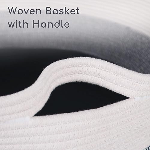 Large Cotton Blanket Basket,22'x22'x14' Woven Basket for Living Room Baby Laundry Basket with Handle Nursery Basket Soft Storage Basket Comforter Cushions Thread Hamper - Jamouz