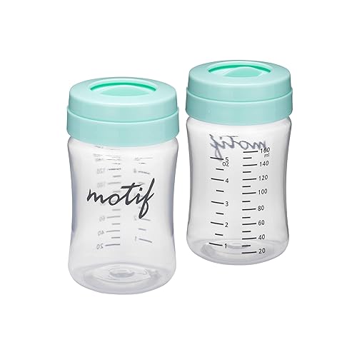 Motif Medical Breast Milk Storage Bottles for the Luna Breast Pump - Two 160mL Bottles for Breast Pump, With Sealing Discs - Milk Collection Containers - Jamouz