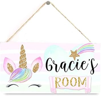 Personalized Floral Name Signs for Girls Room Bedroom Door Hanging Wooden Signs Custom Baby Name with Flowers Door Hanger Baby Nursery Room Customized Kid Room Decor - Jamouz