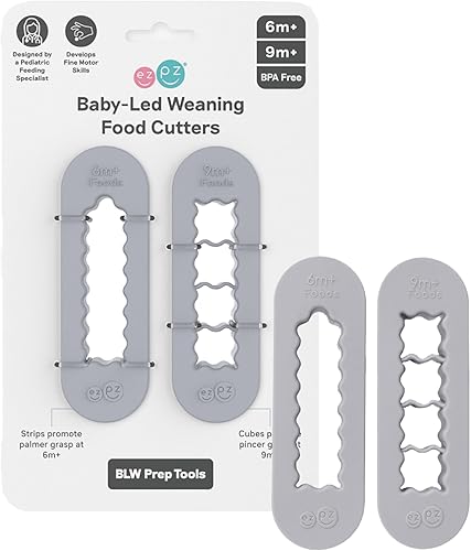 ezpz Baby Led Weaning Food Cutters | 2 Pack | For Ages 6 Months to 9 Months + (Pewter) - Jamouz