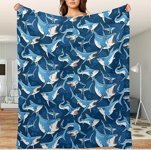 Cute Shark Blanket for Boys Kids Baby Toddler Shark Gifts for Shark Lovers,Super Soft Fleece Throw Blanket for School,Daycare,Nap Time,for Grandson,Son, 60' x 80' - Jamouz