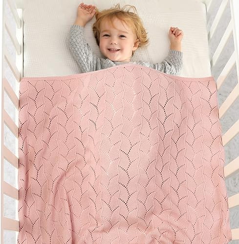 mimixiong 100% Pure Cotton Baby Blanket Extra Soft Cellular Neutral Swaddle Receiving Crib Blanket for Newborn Baby Boy Girl Size 30 x 40 inches (Light Camel) - Jamouz