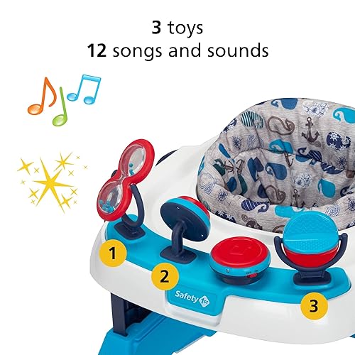 Safety 1st Ready, Set, Walk Dx Developmental Baby Walker with Wheels, Baby Toys, Nantucket - Jamouz