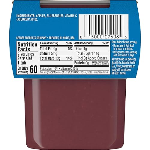 Gerber 2nd Foods Banana Blackberry Blueberry 4 Ounce Tubs, 2 Count (Pack of 8) - Jamouz
