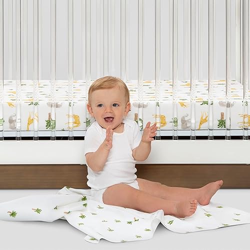 Delta Children 100% Cotton Flannel Baby Receiving Blankets for Girls and Boys – 30x30 Inches (Pack of 2), Safari Friends - Jamouz