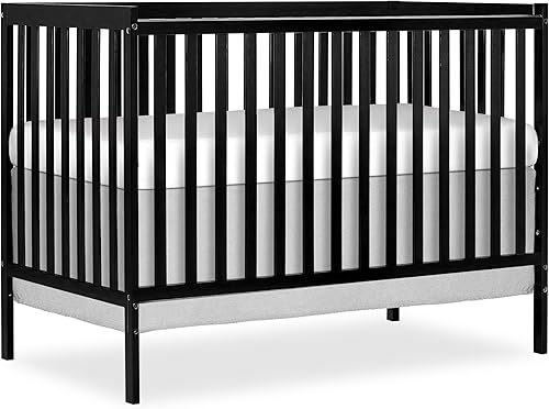 Synergy 5-In-1 Convertible Crib In White, made of New Zealand Pine wood, JPMA & Greenguard Gold Certified, features 3 mattress height settings - Jamouz