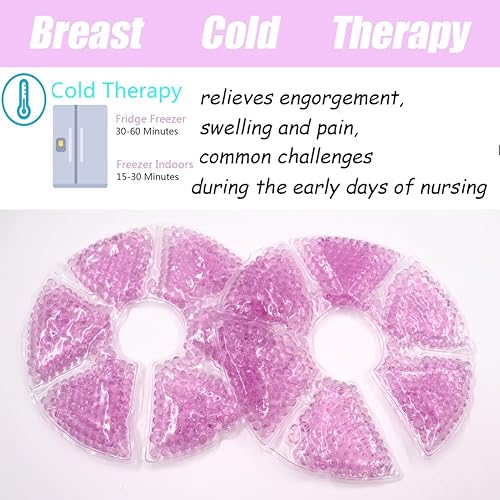 Breast Therapy Ice Packs, Hot and Cold Breast Pads, Breastfeeding Essentials Large Gel Bead Packs for Moms, 2 Pack - Jamouz