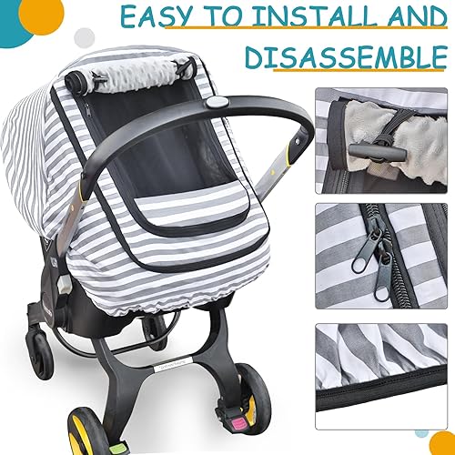 Winter Baby Stroller Bunting Bags and Carseat Canopies Cover to Protect Baby from Cold Wind, Super Warm Plush Fleece Baby Carrier Cover for Infant Boys Girls, Keeps Babies Warm and Cozy.Black - Jamouz