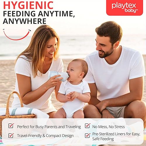 Playtex Baby Nurser Pre-Sterilized Disposable Drop-Ins Bottle Liners, Anti-Colic, Gas Reduction, Closer to Breastfeeding, 8 Oz, 100 Count - Jamouz