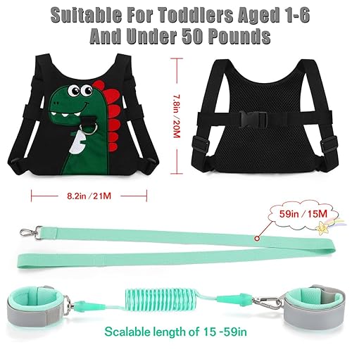 Toddler Leash-Baby Walking Safty Harness and Child Anti Lost Wrist Link for Girls/Boys Travel (Green) - Jamouz