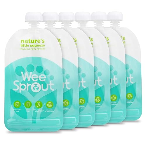 WeeSprout Double Zipper Reusable Food Pouches (5 Fl Oz, Blue) - Jamouz