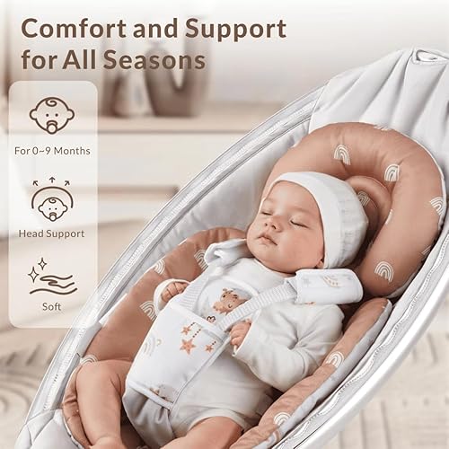 Infant Insert Compatible with 4moms Mamaroo Swing & Graco Swing and Infant Car Seat, Newborn Insert, Baby Head and Body Support, Reversible Design, Breathable Soft Fabric, 1Pcs - Pink Floral - Jamouz