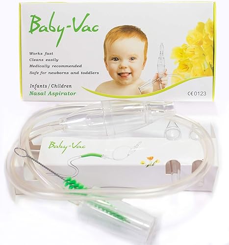 Clinically Tested Baby Nasal Aspirator - Vacuum-Powered Nose Sucker with Suction Head & Cleaning Brush for Safe and Gentle Relief - Jamouz