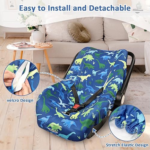 TANOFAR Baby Car Seat Cover Liner, Infant Carseat Cover Liner and Protection for Boys Girls, Universal Fit Car Seat Protective Cover, Soft Comfortable, Machine Washable, Grey Elephant - Jamouz