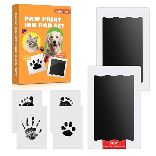 Nabance Baby Hand and Footprint Kit, Paw Print Kit for Dog Cats, 6 Inkless Print Pads, 12 Imprint Cards, Nose Print Stamp Pad for Dogs, Clean Touch Baby Footprint Kit, Pet Paw Ink Pad Family Keepsake - Jamouz