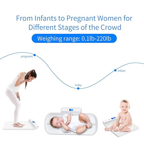 Baby Scale, Digital Infant Scale, Multi-Function Digital Scale for Pets, Toddler Scale with Measure Babies Weight and Height Tray, Precision Digital Puppy Scale with kg/lb/oz, Holding Function - Jamouz