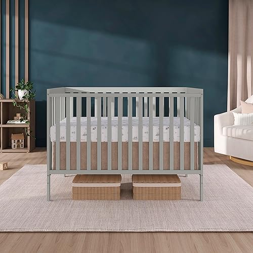 Synergy 5-In-1 Convertible Crib In White, made of New Zealand Pine wood, JPMA & Greenguard Gold Certified, features 3 mattress height settings - Jamouz