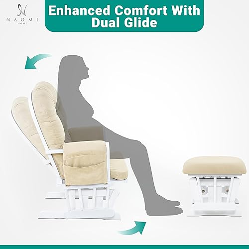 Brisbane Nursery Glider & Ottoman Sets, Glider Recliner Nursery Rocking Chair, Nursery Glider Rocker with Ottoman, Reclining Gliders & Chairs for Breastfeeding, Maternity, Napping, Espresso/Cream - Jamouz