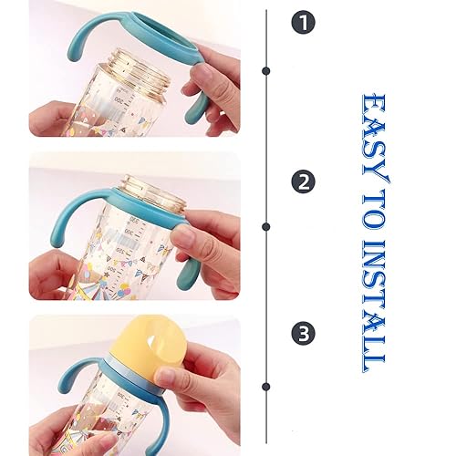 Pack of 5, Bottle Handles Grips Compatible for Pigeon 3rd Generation Silicone Coating Nursing Bottle, PPSU/PP/Glass Nursing Wide Neck Bottles - Jamouz