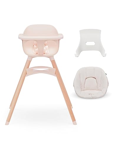 Lalo The Chair Convertible 3-in-1 High Chair - Wooden High Chair for Babies & Toddlers, Baby High Chair with Dishwasher Safe Tray, Adjustable Footrest, Coconut - Jamouz