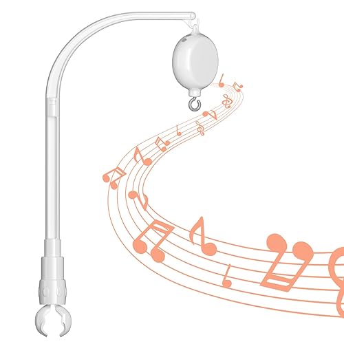 FEISIKE Baby Crib Mobile Arm with Music Box Spin Motor,23 Inch,Volume Control,3 Modes(Turn & Music,Turn Only, Music Only),Nursery Decor Hanger,Holder for DIY Clamp Mobile,35 Lullabies,30 Min Auto-Off - Jamouz