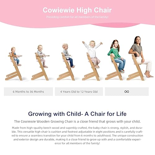 Cowiewie 3-in-1 Convertible Natural Wooden High Chair for Babies & Toddlers 3-Tier Remove & 2 Adjustable Wood Tray & 8 Levels Adjustable, 2 Waterproof Cozy Cushions Grey - Jamouz