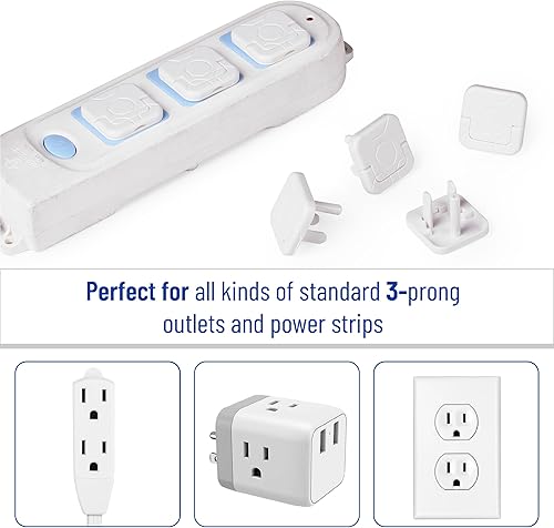 Bates- Outlet Covers Baby Proofing, 10 Pack, 3 Prongs, Plug Covers Baby Proofing, Baby Proof Outlet Covers, Child Proof Outlet Cover, Outlet Plug Covers, Baby Outlet Cover, Childproof Outlet Cover - Jamouz