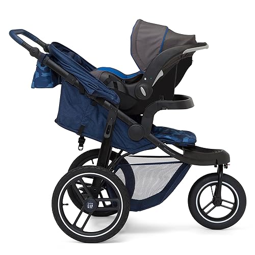 babyGap Trek Jogging Stroller - Lightweight Jogging Stoller with Extendable Canopy & Reclining Seat - Includes Car Seat Adapter - Made with Sustainable Materials, Navy Camo - Jamouz