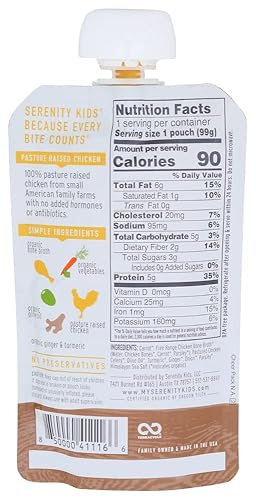 Serenity Kids Bone Broth Puree Made with Organic Veggies - Clean Label Project Purity Award Certified - 3.5 Ounce BPA-Free Pouch - Free Range Turkey Bolognese - 6 Count - Baby Food Turkey Bone Broth - Jamouz