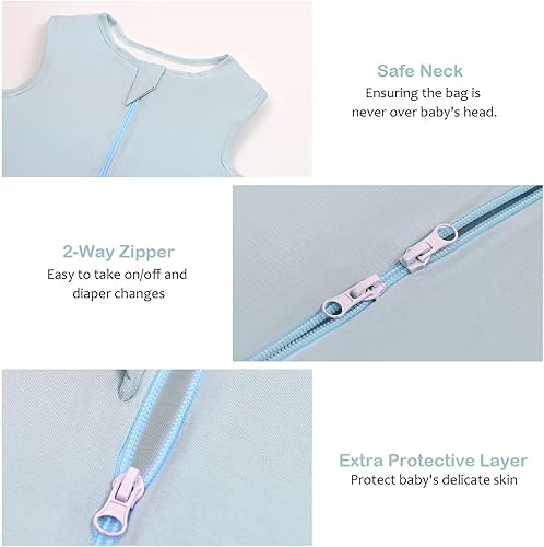 Rayon Made from Bamboo Toddler Sleep Sack with Feet, 1.5 TOG Sleeveless Toddler Sleep Sack, 2-Way Zipper - Jamouz